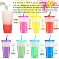 Reusable Tumblers with Lids and Straws 24oz/16oz Acrylic Drinking Tumbler Cup BPA free Matte Plastic Color  Changing Cups